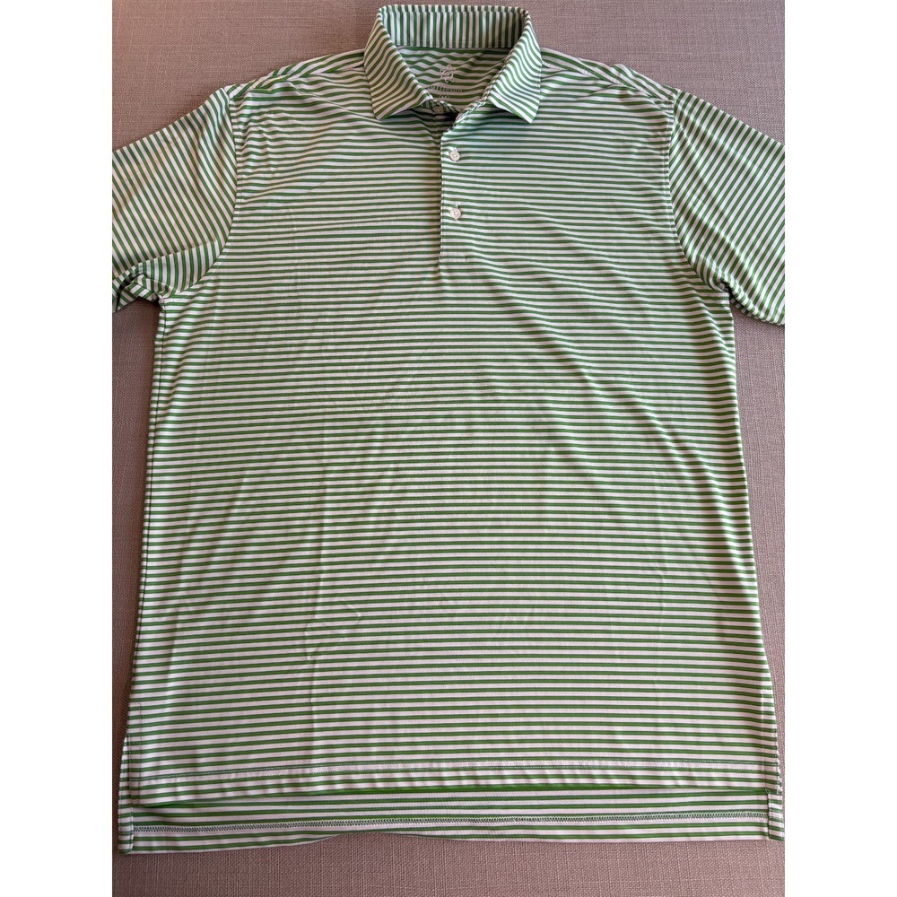 Turtleson Men's Green White Stripe Golf Performance Short Sleeve Polo Size M